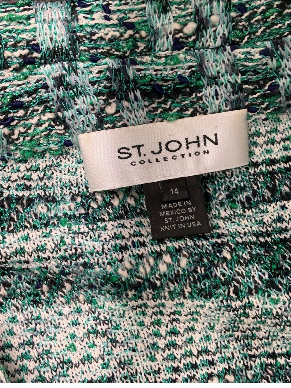 St. John Collection Teal Tweed Blazer with Contrast Trim - Picture 2 of 4